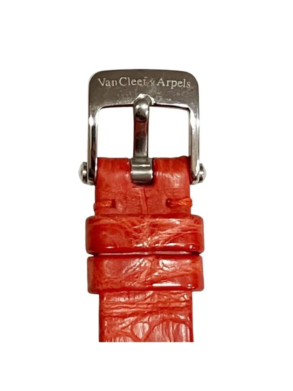 Van Cleef & Arpels Facade Watch SS Leather Quartz White Dial T5